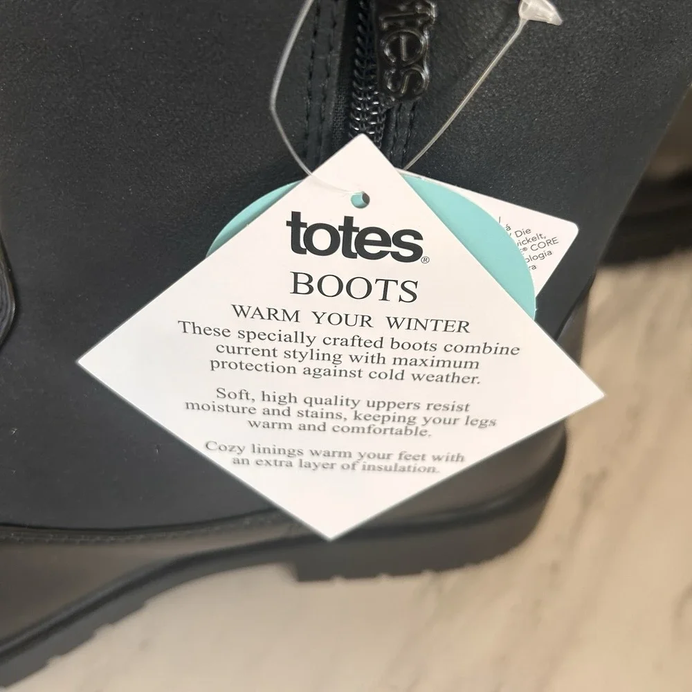 Totes Stadium Weather Boot Black Mens Sz 11M Thermolite Waterproof Zipper Warm